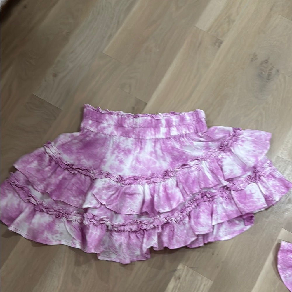 White and Pink Bubble Mini Skirt with Ruffled Tiers